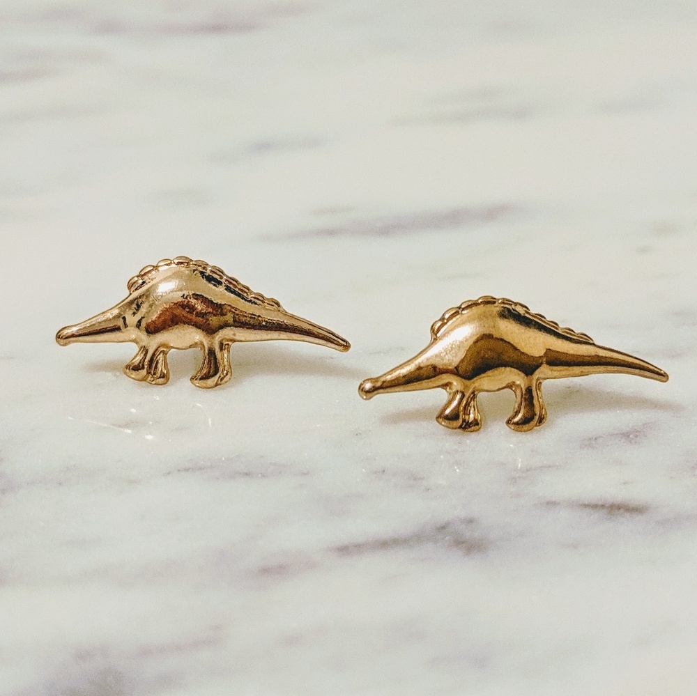Dinosaur gold stud post earring 3 pairs! 🦕 - Picture 4 of 6